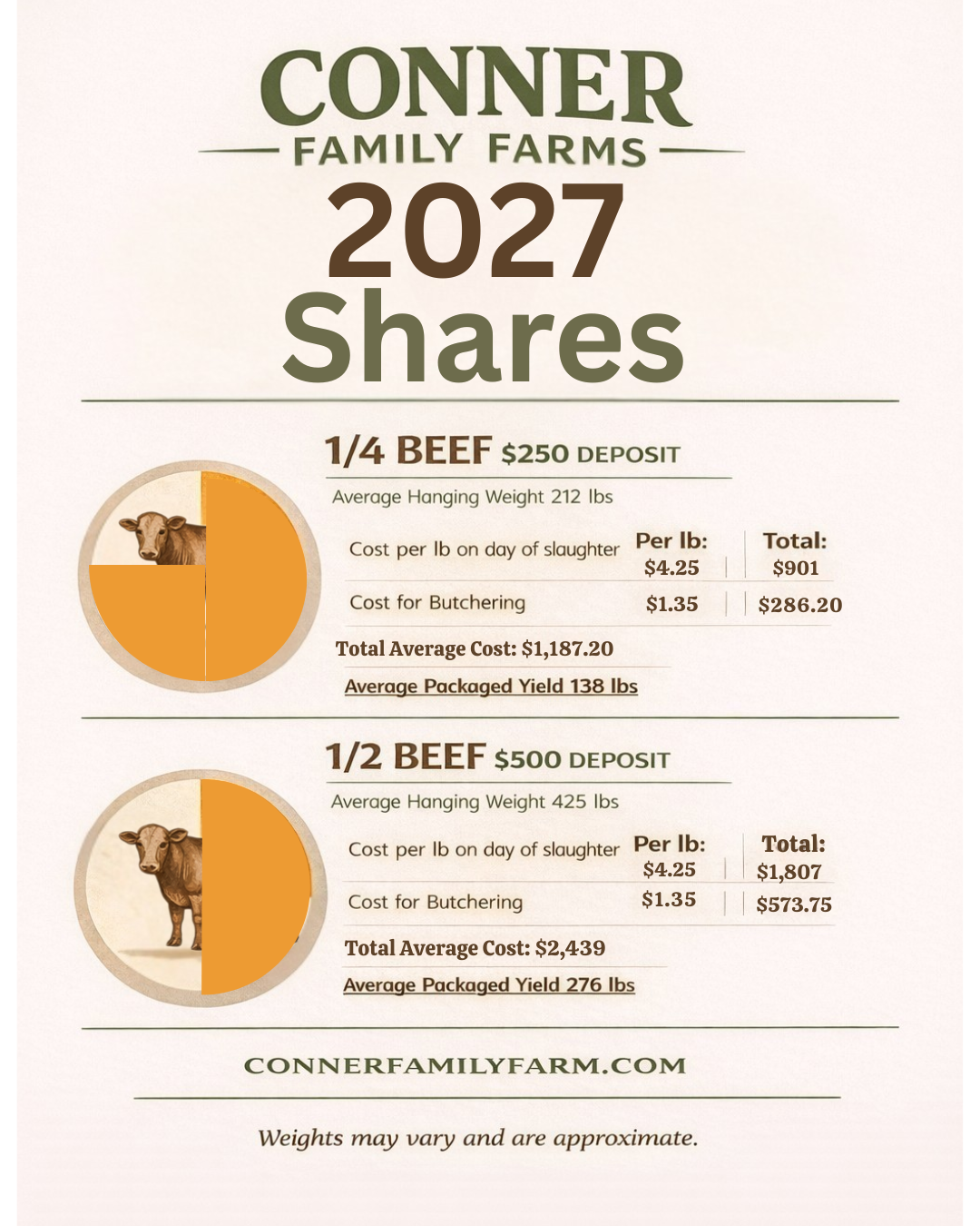 1/2 Beef- Local Pickup Deposit February 2027